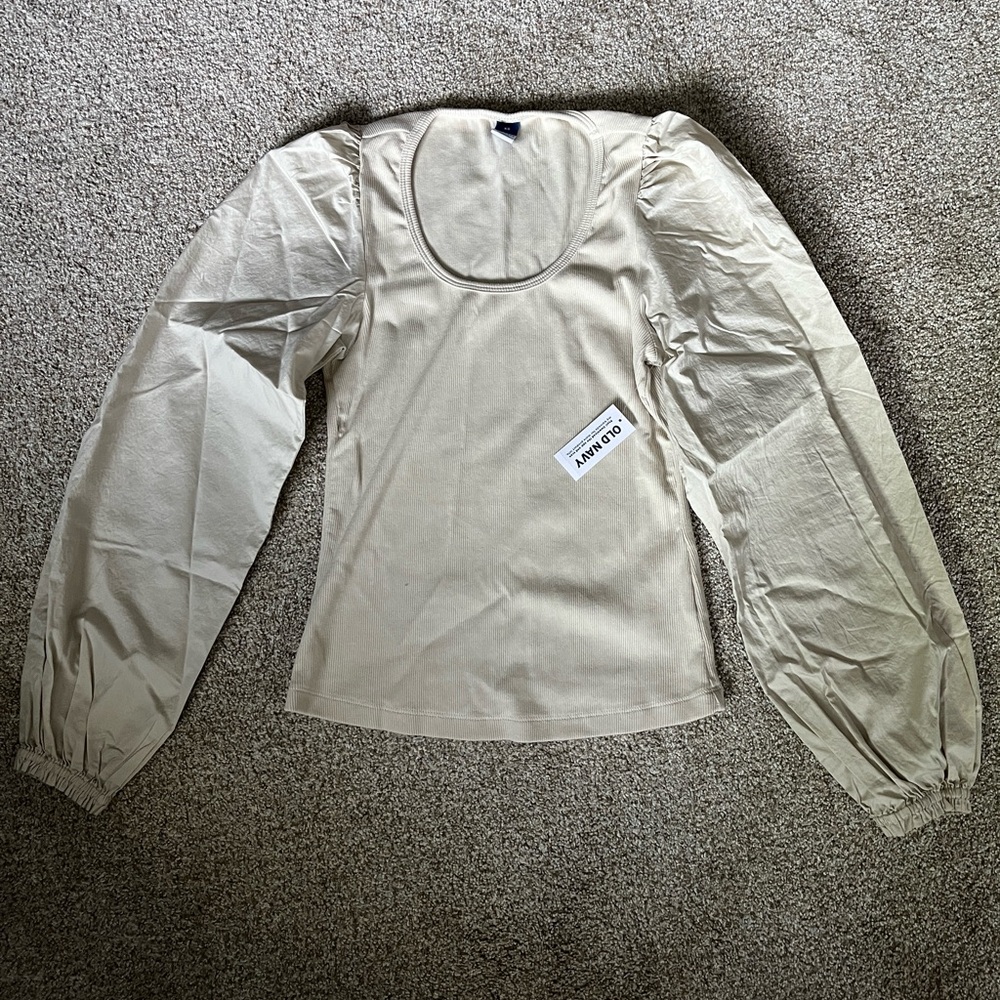 Puff Sleeve mixed material top